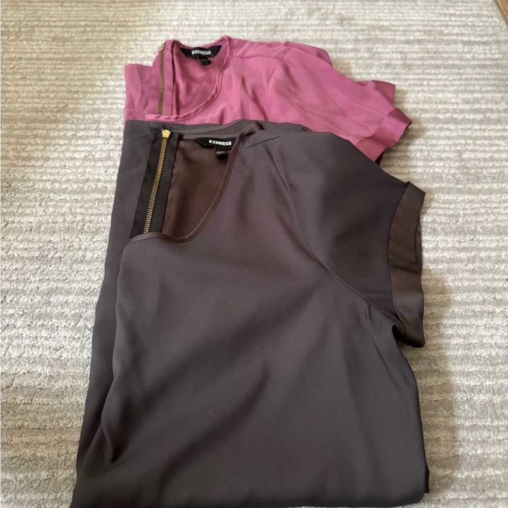 Express, Lot of 2, back zipper silk blouses, size Small